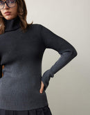 Black And White Gradient Stripe Turtleneck Sweater