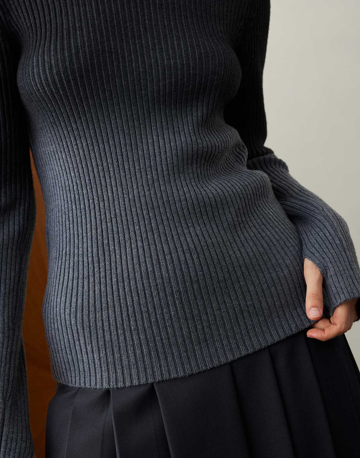 Gradient Rippstrick-Rollkragenpullover