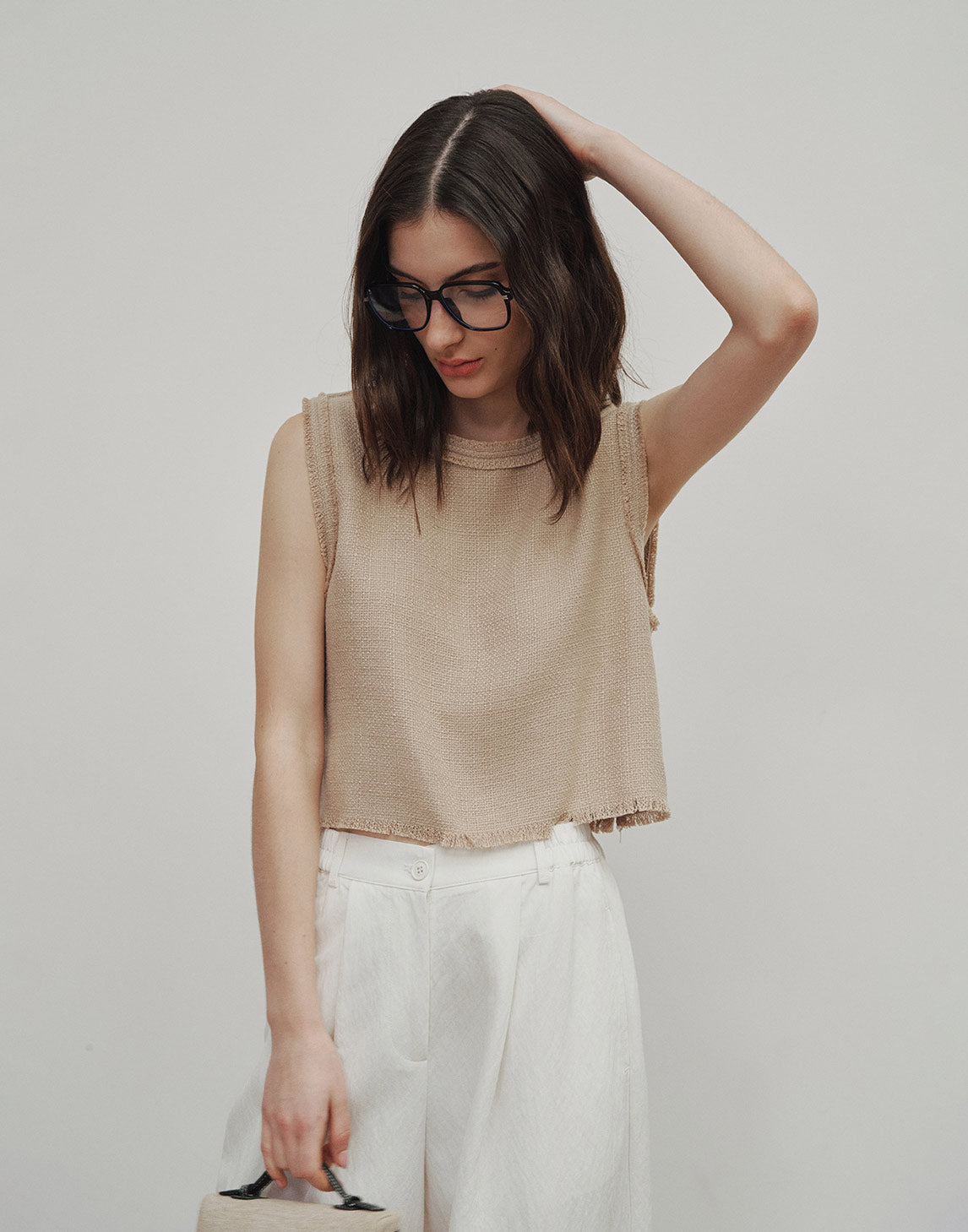 Raw-Edge Ärmelloses Top