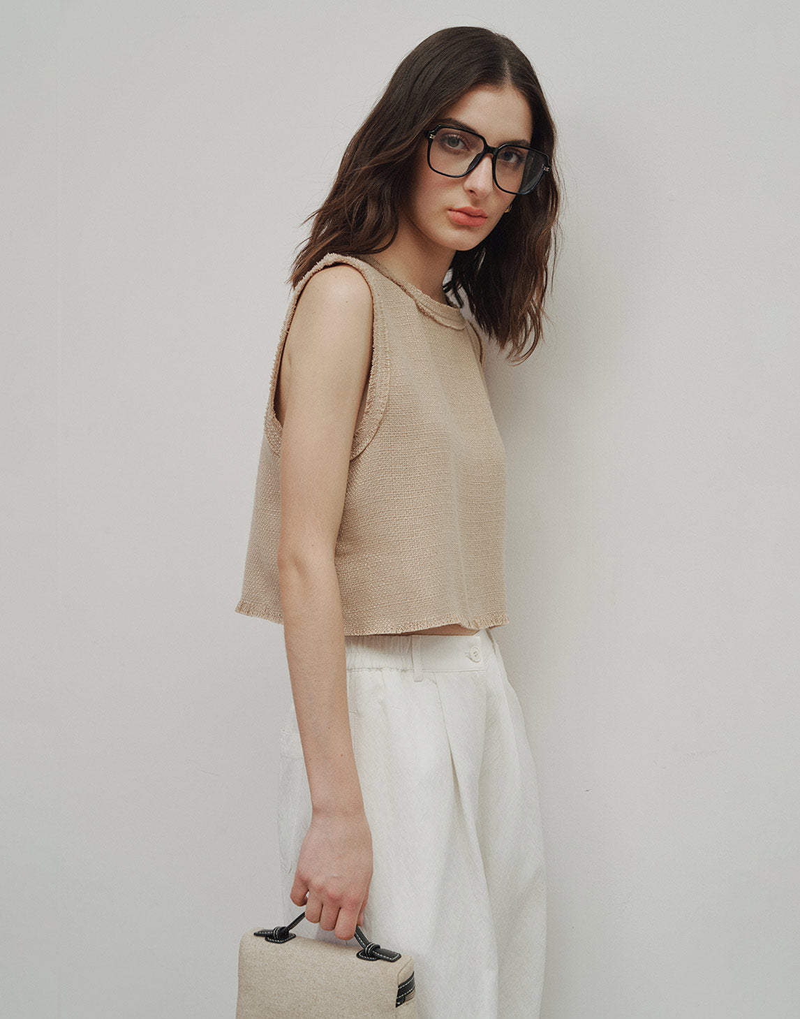 Raw-Edge Ärmelloses Top