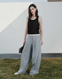 Oversized Drawstring Wide-leg Athletic Pants