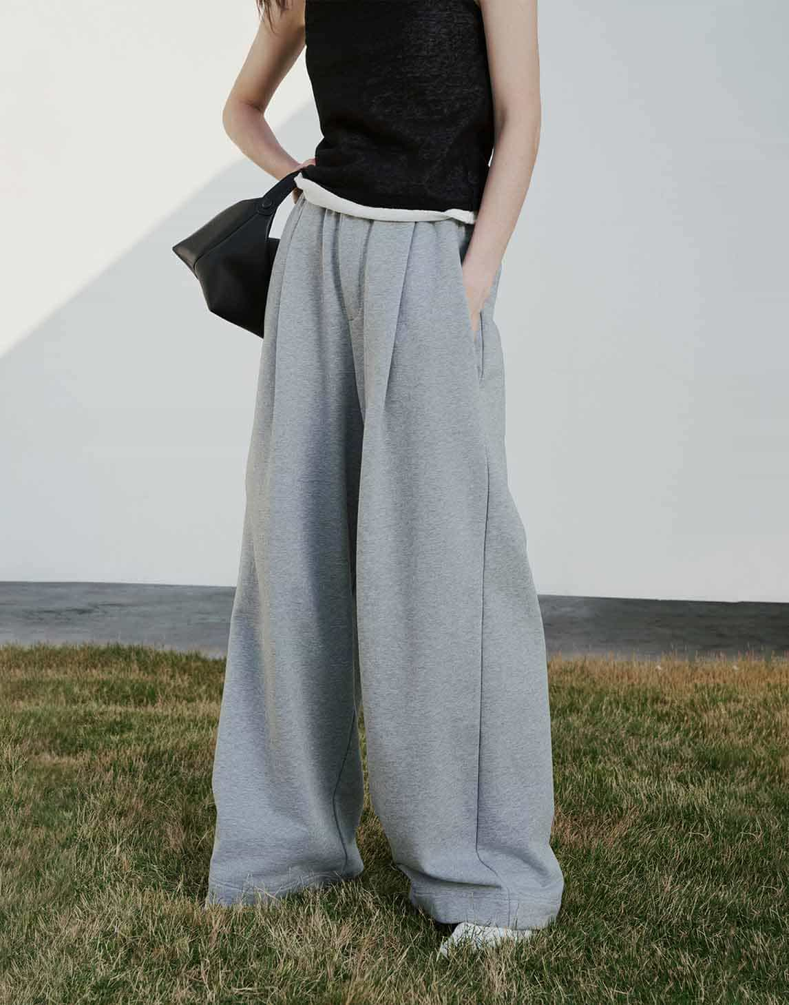 Oversized Drawstring Wide-leg Athletic Pants