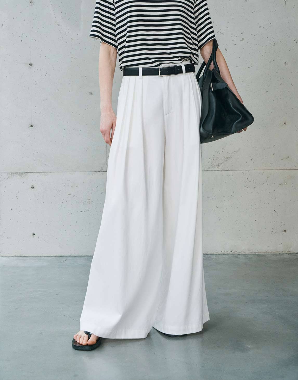 Lyocell-Baumwoll-Hose mit weitem Bein