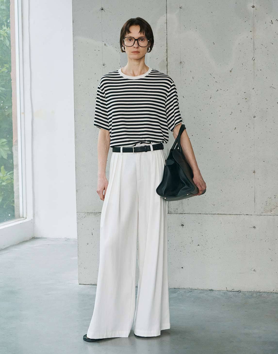 Lyocell-Baumwoll-Hose mit weitem Bein