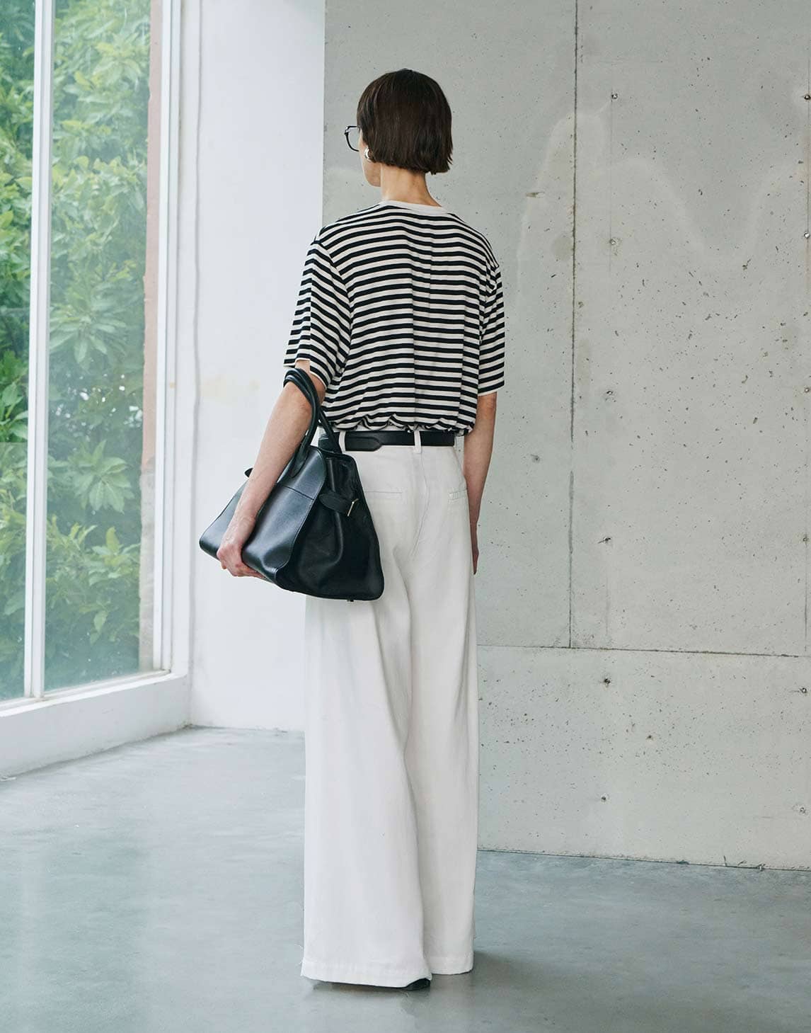Lyocell-Baumwoll-Hose mit weitem Bein