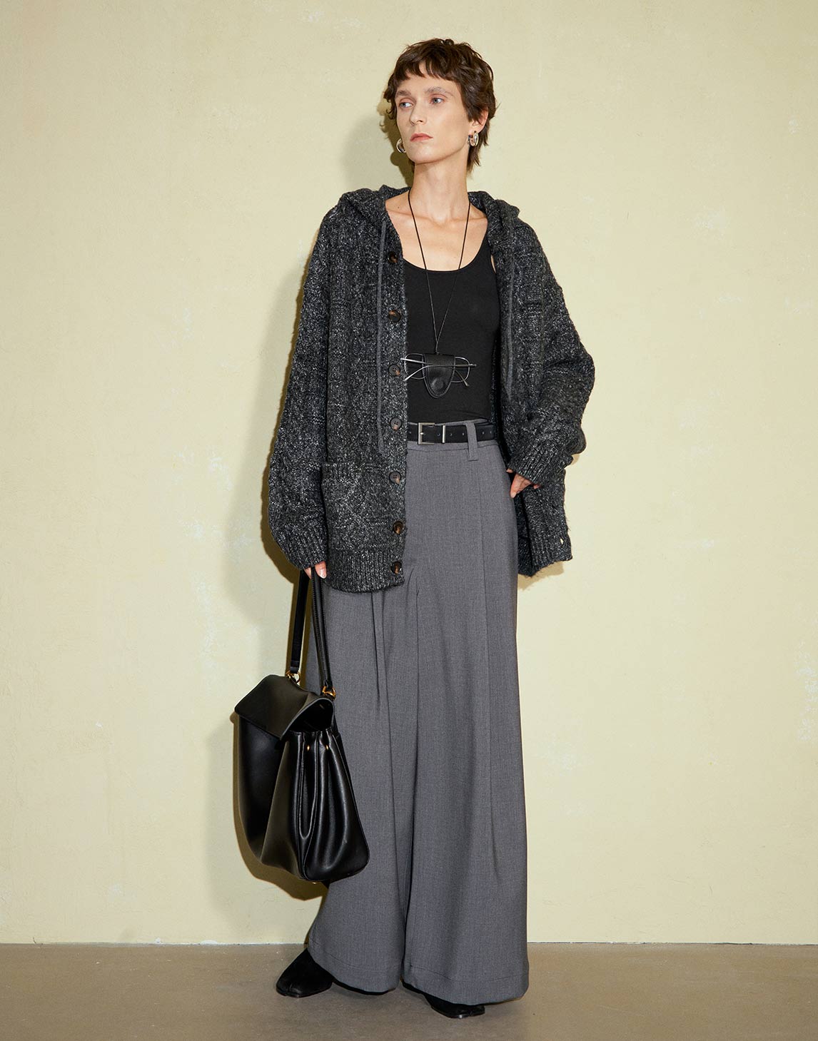 Textured Design Loose Wide Leg Pants