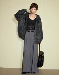 Textured Design Loose Wide Leg Pants