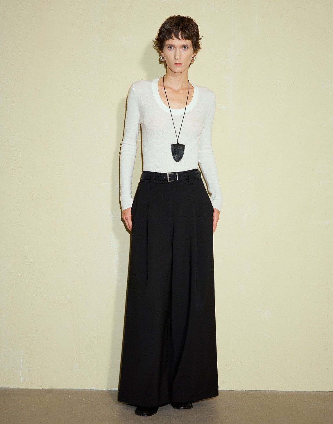 Textured Design Loose Wide Leg Pants