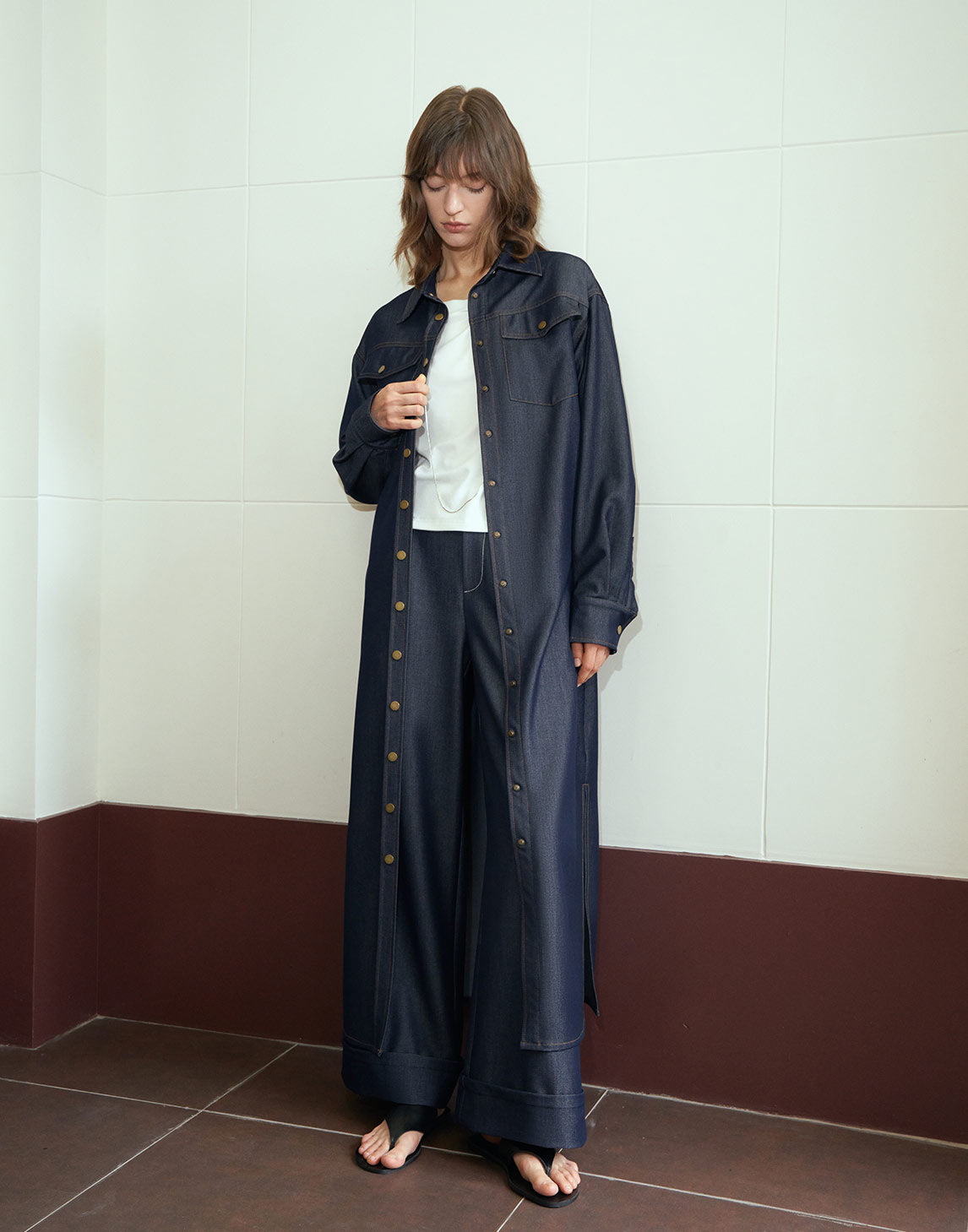 High-Waisted Weit geschnittene Hose