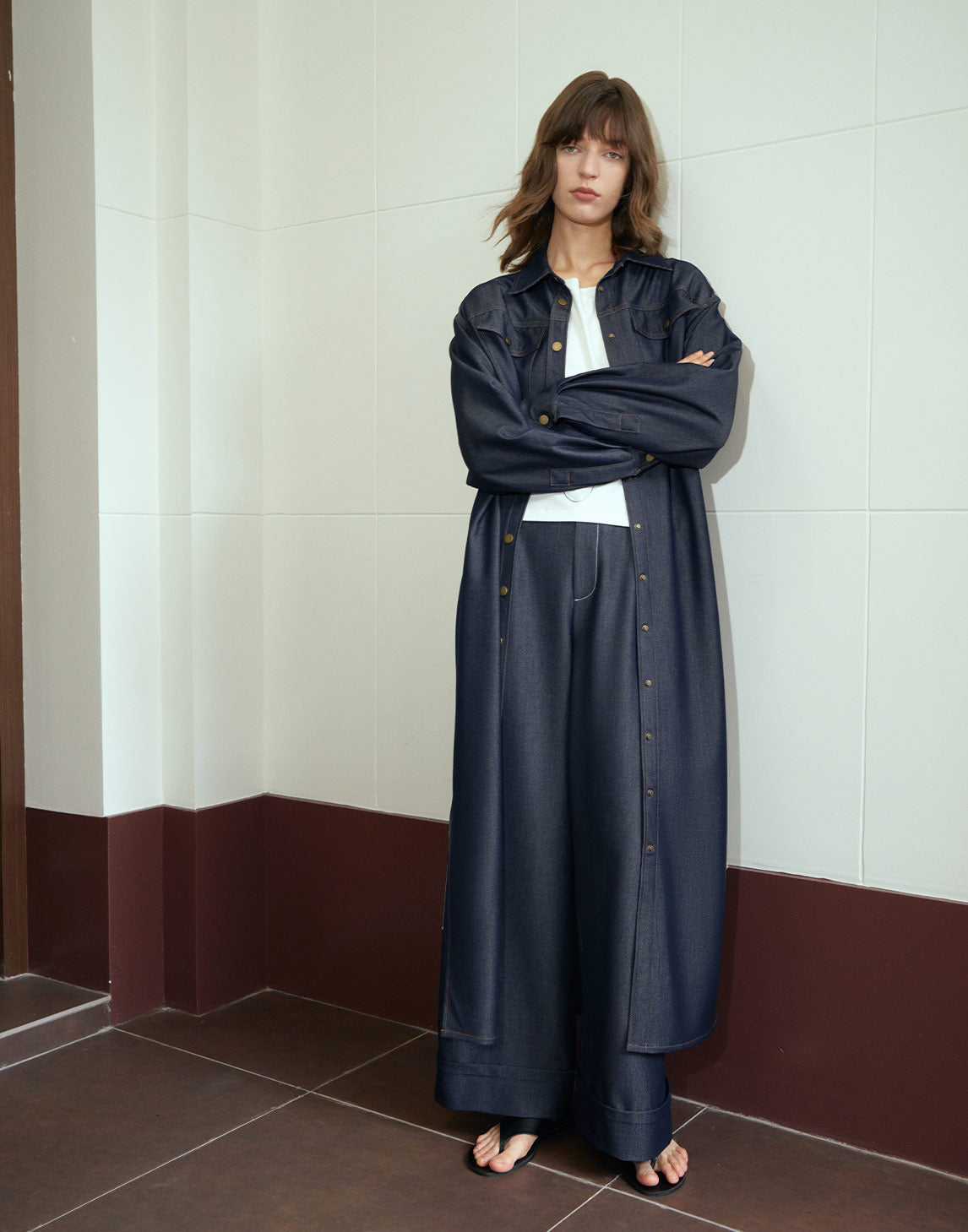 High-Waisted Weit geschnittene Hose