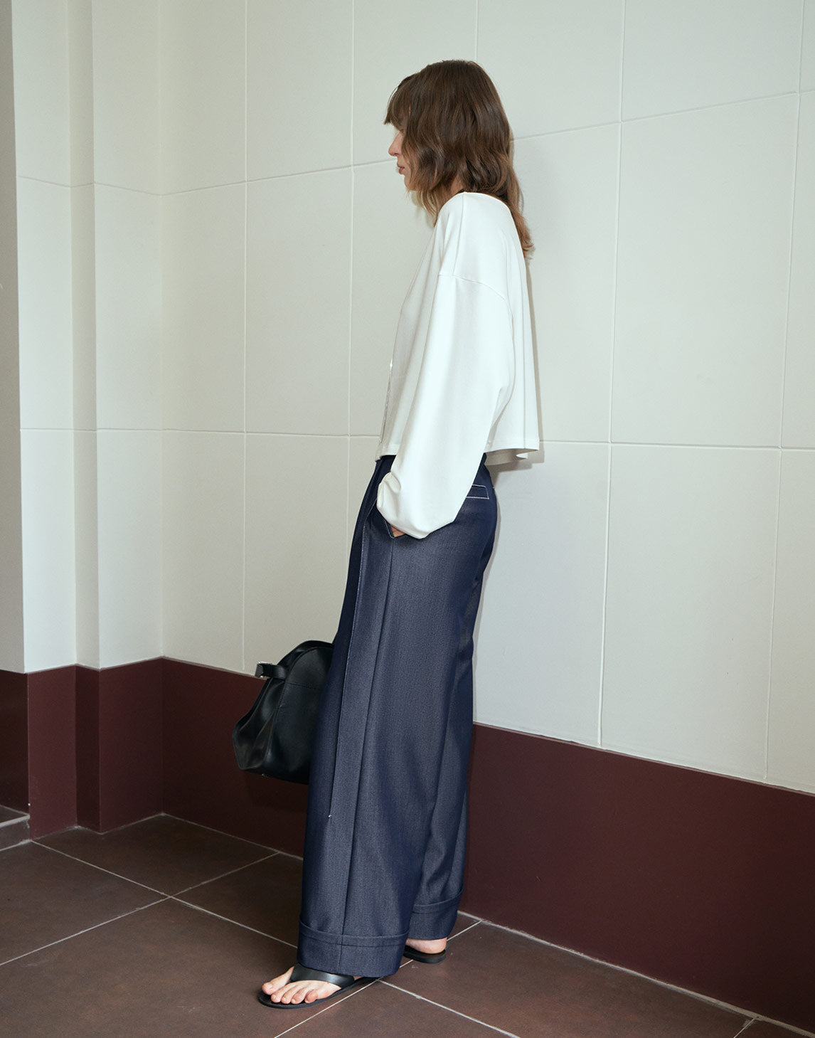High-Waisted Weit geschnittene Hose