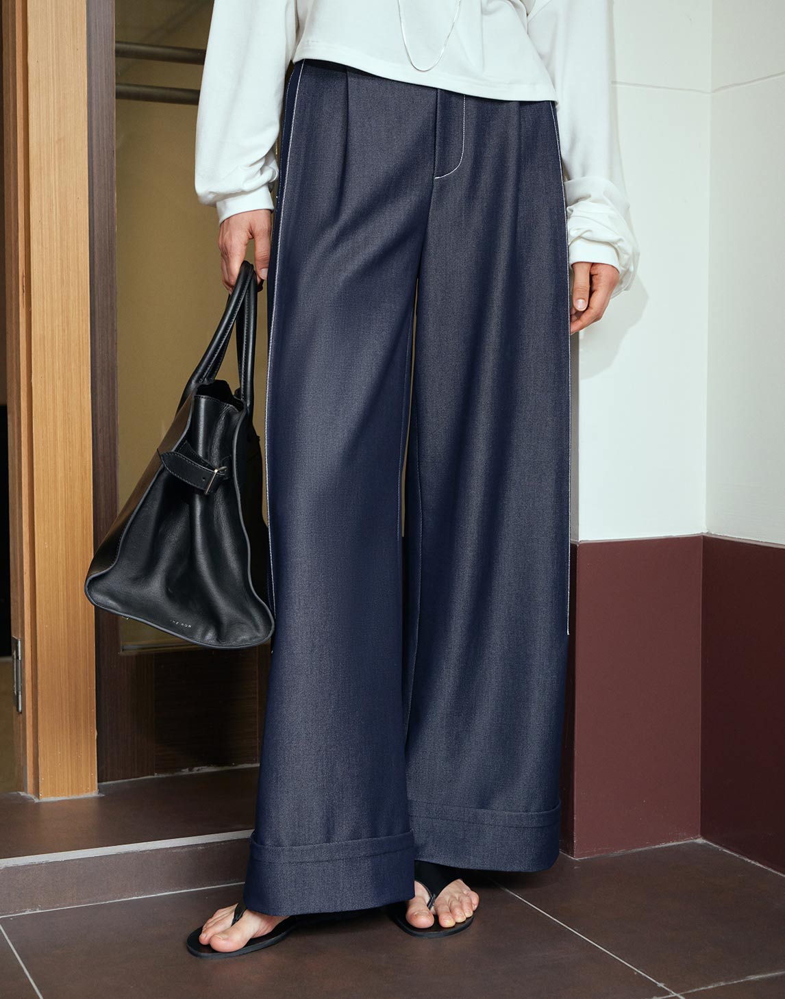 High-Waisted Weit geschnittene Hose
