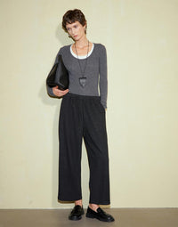 Acetate - Wool Blended Knitted Capris