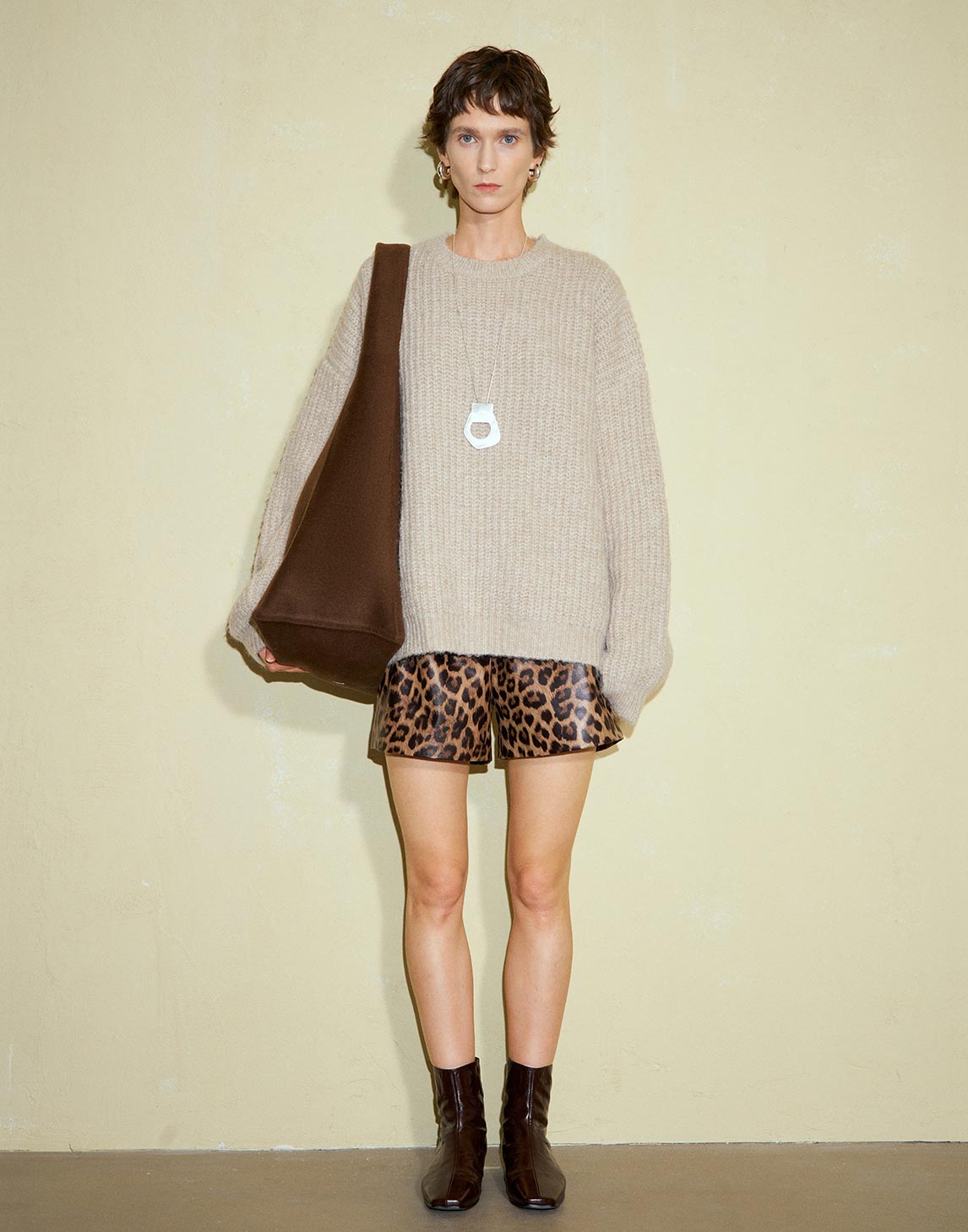 Leopard Sheepskin Mini Shorts