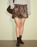 Leopard Sheepskin Mini Shorts