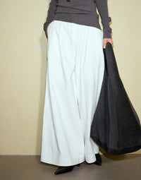 Cotton Twill Wide-Leg Pants