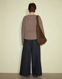 Cotton Twill Wide-Leg Pants