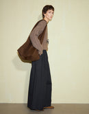 Cotton Twill Wide-Leg Pants