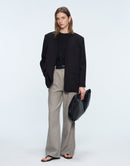 Wool-blend Collarless Suit Jacket