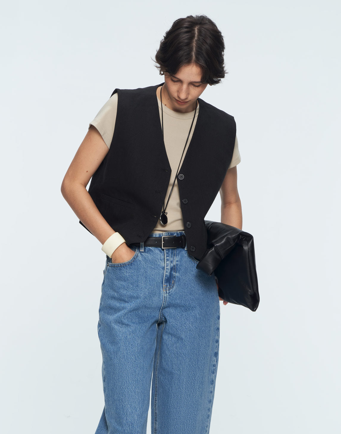 Gilet in lino e cotone