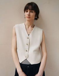 Tencel-Linen Blend V-neck Vest