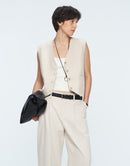 Tencel-Linen Blend V-neck Vest