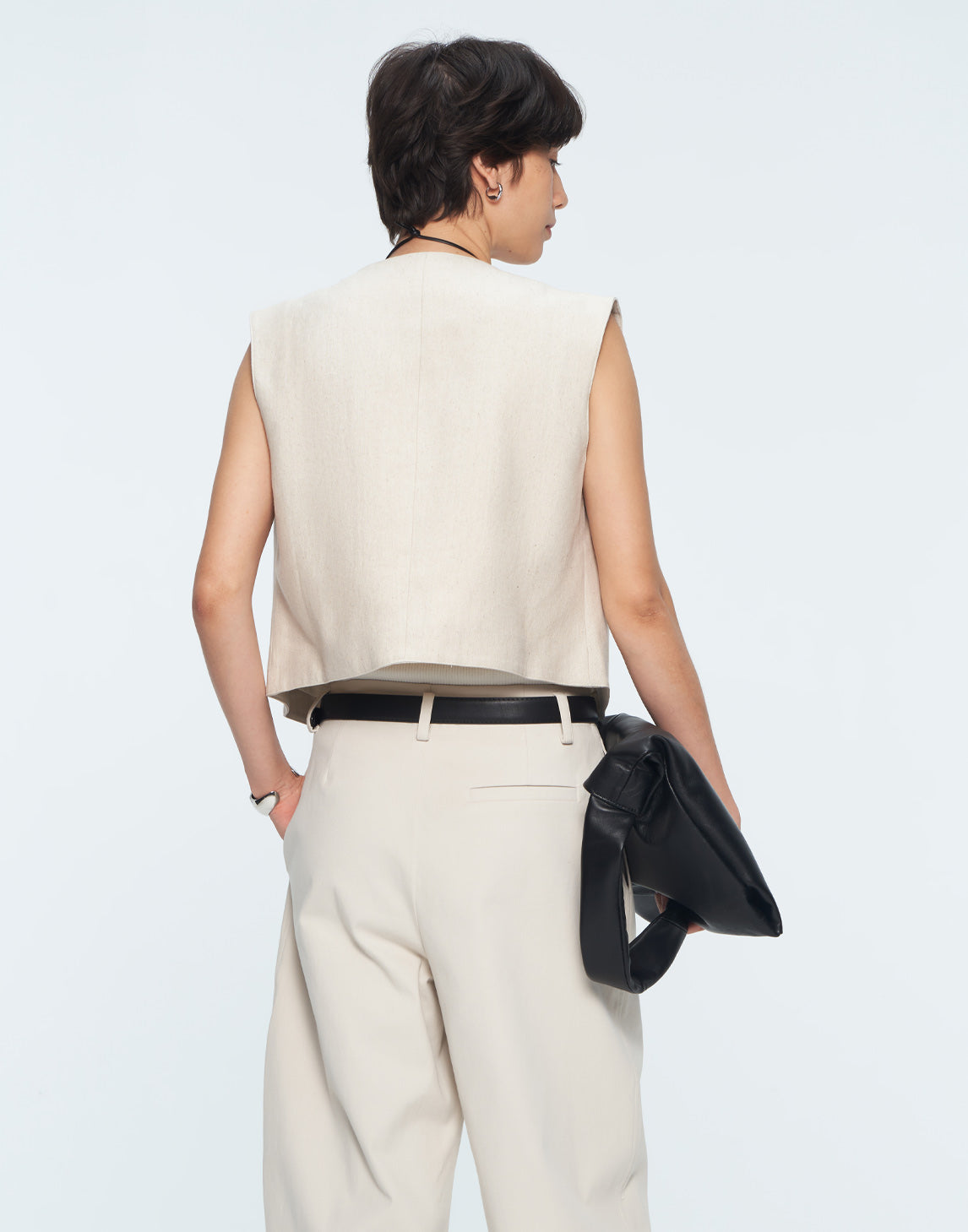 Tencel-Linen Blend V-neck Vest