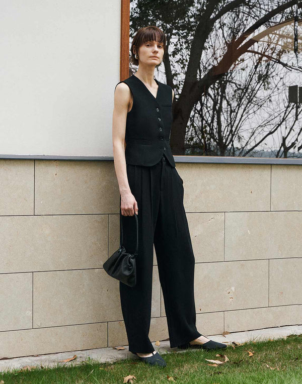 Acetate Pleated Pants
