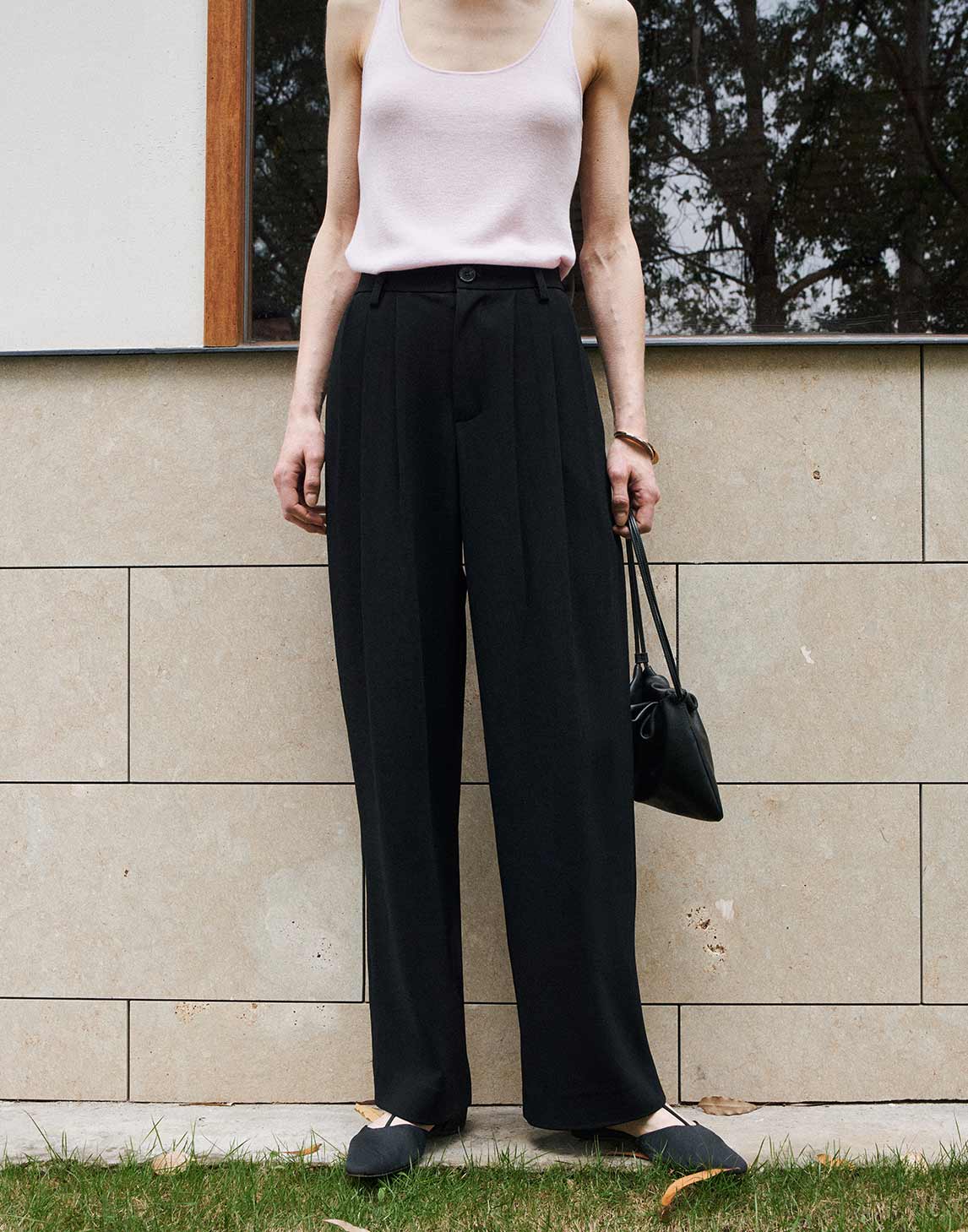 Acetate Pleated Pants
