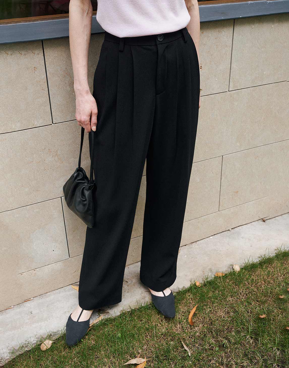 Acetate Pleated Pants