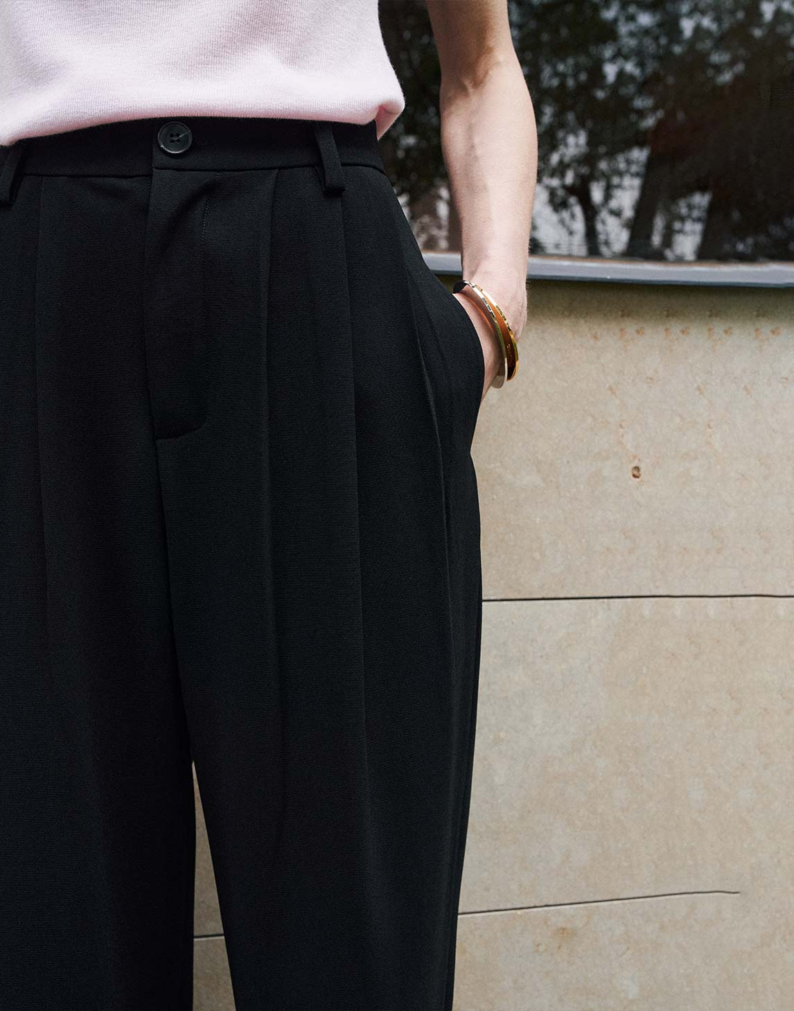 Acetate Pleated Pants