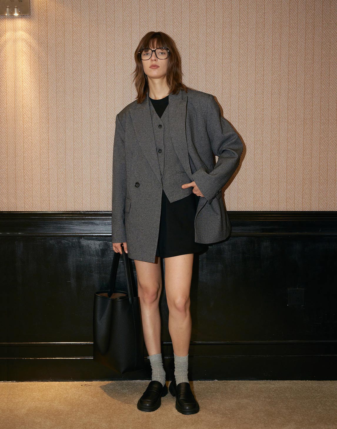 Chicer zweifarbiger Blazer im Relaxed-Stil