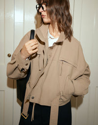 Zipper Lapel Trench Coat