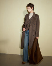 Two-piece Brown Double-faced Wool Vest Coat Set