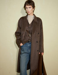 Two-piece Brown Double-faced Wool Vest Coat Set