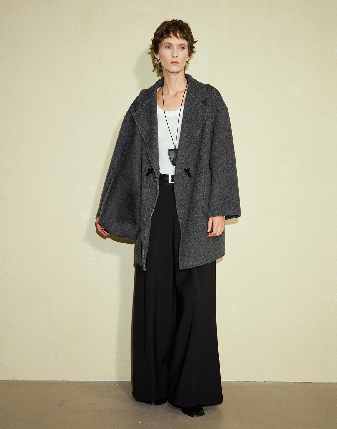 Horn Button Wool Twill Coat