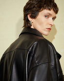 Black Zippered Light Waxed Sheepskin Jacket