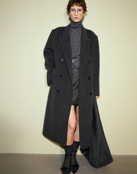 Vintage Double-Breasted Long Wool Coat