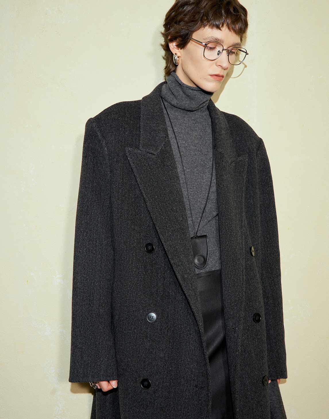 Vintage Double-Breasted Long Wool Coat