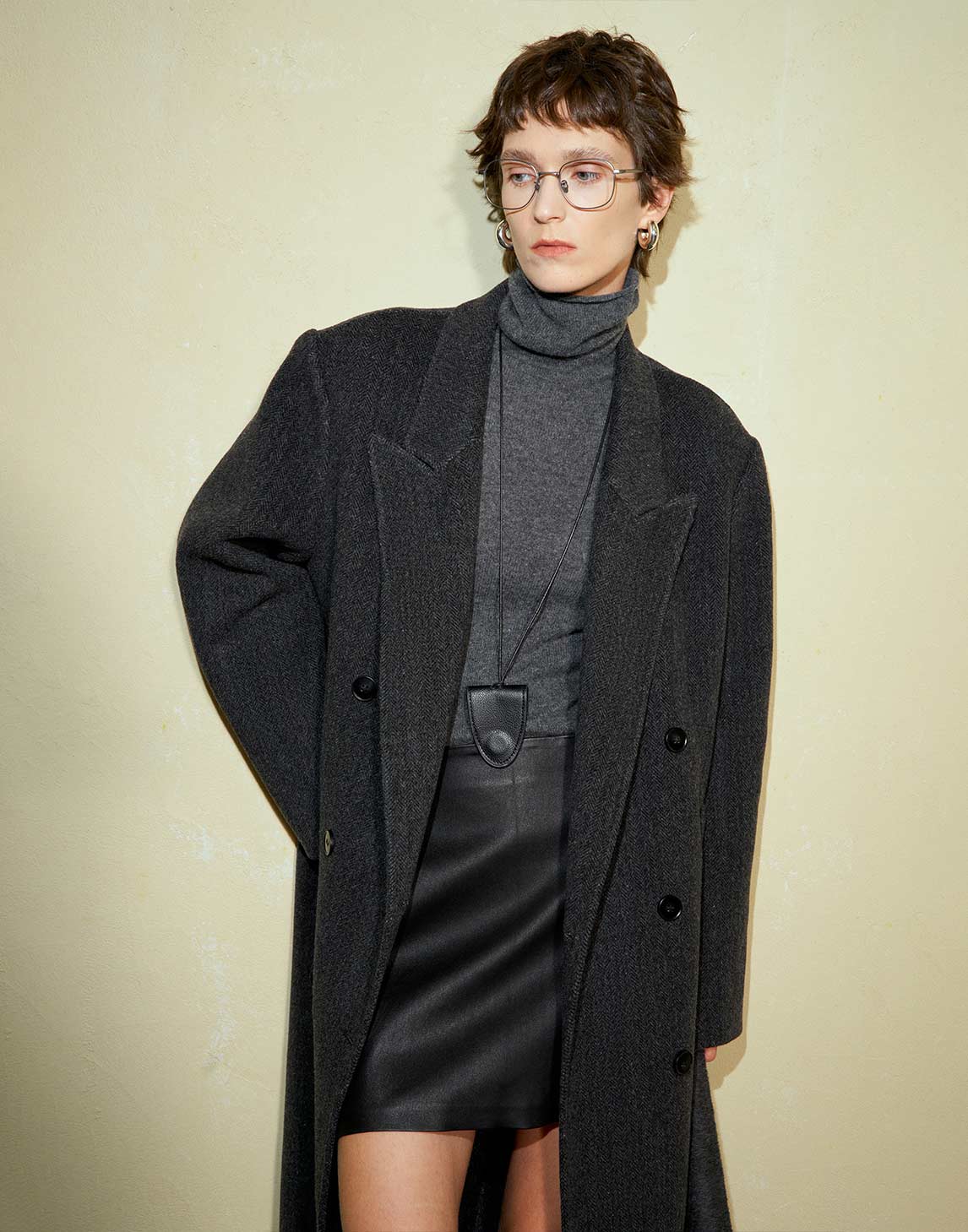 Vintage Double-Breasted Long Wool Coat