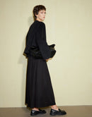 Wool Pleated A-Line Suit Half Skirt