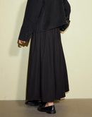 Wool Pleated A-Line Suit Half Skirt