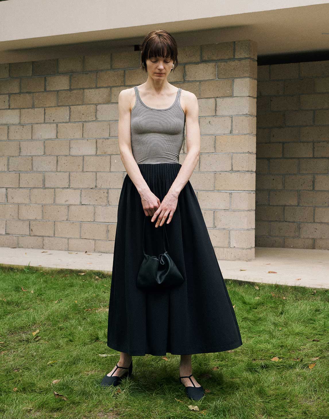 Wool - Acetate Blend Midi Skirt