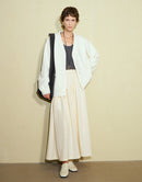 Wool Pleated A-Line Suit Half Skirt