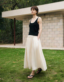 Wool - Acetate Blend Midi Skirt