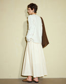 Wool Pleated A-Line Suit Half Skirt