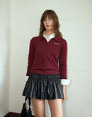 Stretch Pleated Leather Skirt