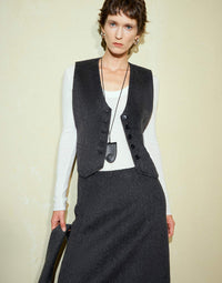 Double Face Cropped Wool Vest