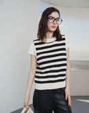 Striped Crew Neck Sleeveless Knit