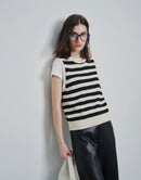 Striped Crew Neck Sleeveless Knit